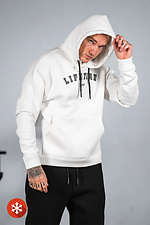 Men's warm loose fit hoodie with LIFETIME 3 print White Teamv 8034233 photo №5