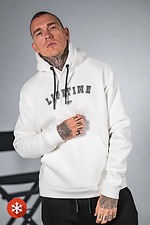 Men's warm loose fit hoodie with LIFETIME 3 print White Teamv 8034233 photo №6