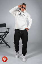 Men's warm loose fit hoodie with LIFETIME 3 print White Teamv 8034233 photo №7