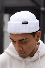 Wool-blend small beanie hat with lapel Without 8048233 photo №2