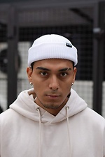 Wool-blend small beanie hat with lapel Without 8048233 photo №4