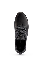 Męskie skórzane sneakersy wiosenno-jesienne w kolorze czarnym  2505234 zdjęcie №4