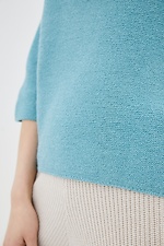Dzianinowy sweter z domieszką wełny z przyciętymi rękawami  4038236 zdjęcie №4