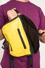 Прямокутна сумка на пояс бананка зі шкірзамінника жовтого кольору на два відділення GEN 9005236 фото №7