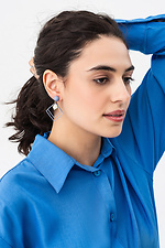 Жіночі блакитні акрилові геометричні сережки  4515237 фото №3