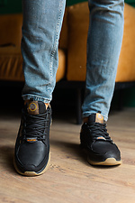 Мужские кроссовки кожаные весенне-осенние черные  2505238 фото №2