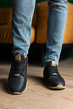 Herren-Ledersneaker Frühling-Herbst schwarz 2505238 Foto №2