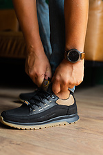 Herren-Ledersneaker Frühling-Herbst schwarz 2505238 Foto №3