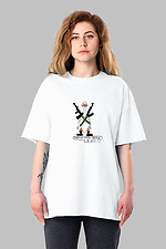 Оверсайз футболка белая женская Гусь HOT 8035238 фото №1