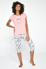 Летняя хлопковая пижама с футболкой и бриджами Cornette 2026239 фото №1