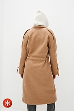 Коричневе пальто MELISA з каракулю з поясом і великими кишенями Garne 3037239 фото №4