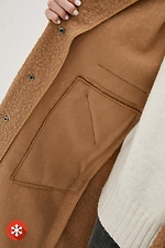 Brązowy płaszcz MELISA karakul z paskiem i dużymi kieszeniami Garne 3037239 zdjęcie №5