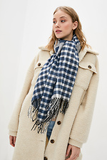 Wide checked wool scarf with fringes Garne 4009239 photo №1
