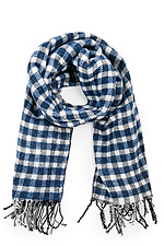 Wide checked wool scarf with fringes Garne 4009239 photo №2