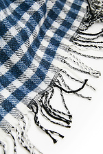 Wide checked wool scarf with fringes Garne 4009239 photo №3