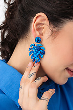 Women's earrings blue hanging leaves transparent  4515239 photo №1