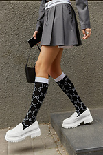 Knee-high black cotton knee-highs with white pattern M-SOCKS 2040240 photo №2
