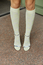 Hohe kniehohe Kniestrümpfe aus gelber Baumwolle M-SOCKS 2040241 Foto №4