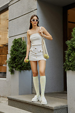Hohe kniehohe Kniestrümpfe aus gelber Baumwolle M-SOCKS 2040241 Foto №6