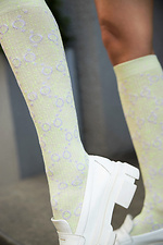 Hohe kniehohe Kniestrümpfe aus gelber Baumwolle M-SOCKS 2040241 Foto №7