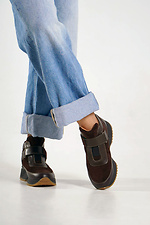 Winter sneakers, combination of leather and suede, brown 4206241 photo №3