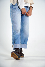 Winter sneakers, combination of leather and suede, brown 4206241 photo №5