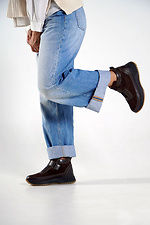 Winter sneakers, combination of leather and suede, brown 4206241 photo №6