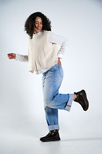 Winter sneakers, combination of leather and suede, brown 4206241 photo №8