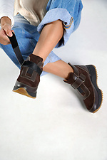 Winter sneakers, combination of leather and suede, brown 4206241 photo №10