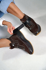 Winter sneakers, combination of leather and suede, brown 4206241 photo №11