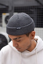 Gray small beanie hat with patch Without 8048241 photo №2