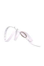 Women's white leather belt with an oval buckle, narrow classic. Garne 3300242 photo №1