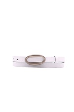 Women's white leather belt with an oval buckle, narrow classic. Garne 3300242 photo №2