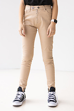 Летние стрейчевые джинсы песочного цвета с высокой посадкой  4014242 фото №5