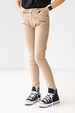 Летние стрейчевые джинсы песочного цвета с высокой посадкой  4014242 фото №6