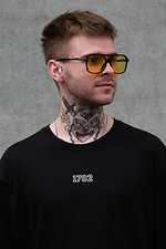 Übergroßes Herren-T-Shirt mit Aufdruck ohne 1702 Schwarz Without 8049242 Foto №2