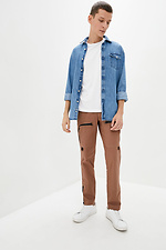 Котонові штани карго коричневого кольору з великими кишенями GEN 8000243 фото №2