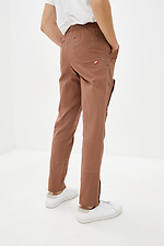 Коттоновые штаны карго коричневого цвета с большими карманами GEN 8000243 фото №4