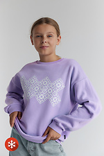 Children's sweatshirt with "Vyshyvanka" print in lilac color Garne 9001243 photo №1
