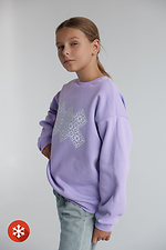 Children's sweatshirt with "Vyshyvanka" print in lilac color Garne 9001243 photo №3