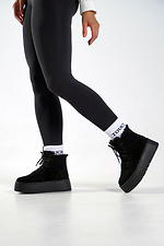 Women's high winter suede anatomical boots, black 4206244 photo №1