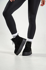 Women's high winter suede anatomical boots, black 4206244 photo №2