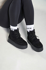 Women's high winter suede anatomical boots, black 4206244 photo №3