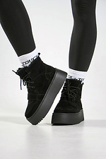 Women's high winter suede anatomical boots, black 4206244 photo №4