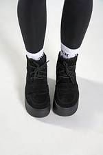 Women's high winter suede anatomical boots, black 4206244 photo №5