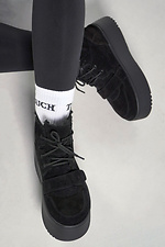 Women's high winter suede anatomical boots, black 4206244 photo №6