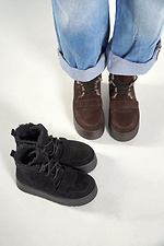 Women's high winter suede anatomical boots, black 4206244 photo №11