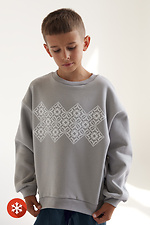 Children's sweatshirt with "Vyshyvanka" print, gray Garne 9001244 photo №5
