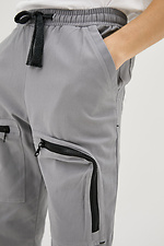 Коттоновые штаны карго серого цвета с большими карманами GEN 8000245 фото №5