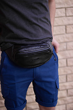 Black glossy leatherette banana belt bag with headphone output Custom Wear 8025245 photo №3